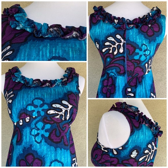 🌺 Vintage Hawaiian Barkcloth Muumuu Dress 🌺 - Picture 4 of 14